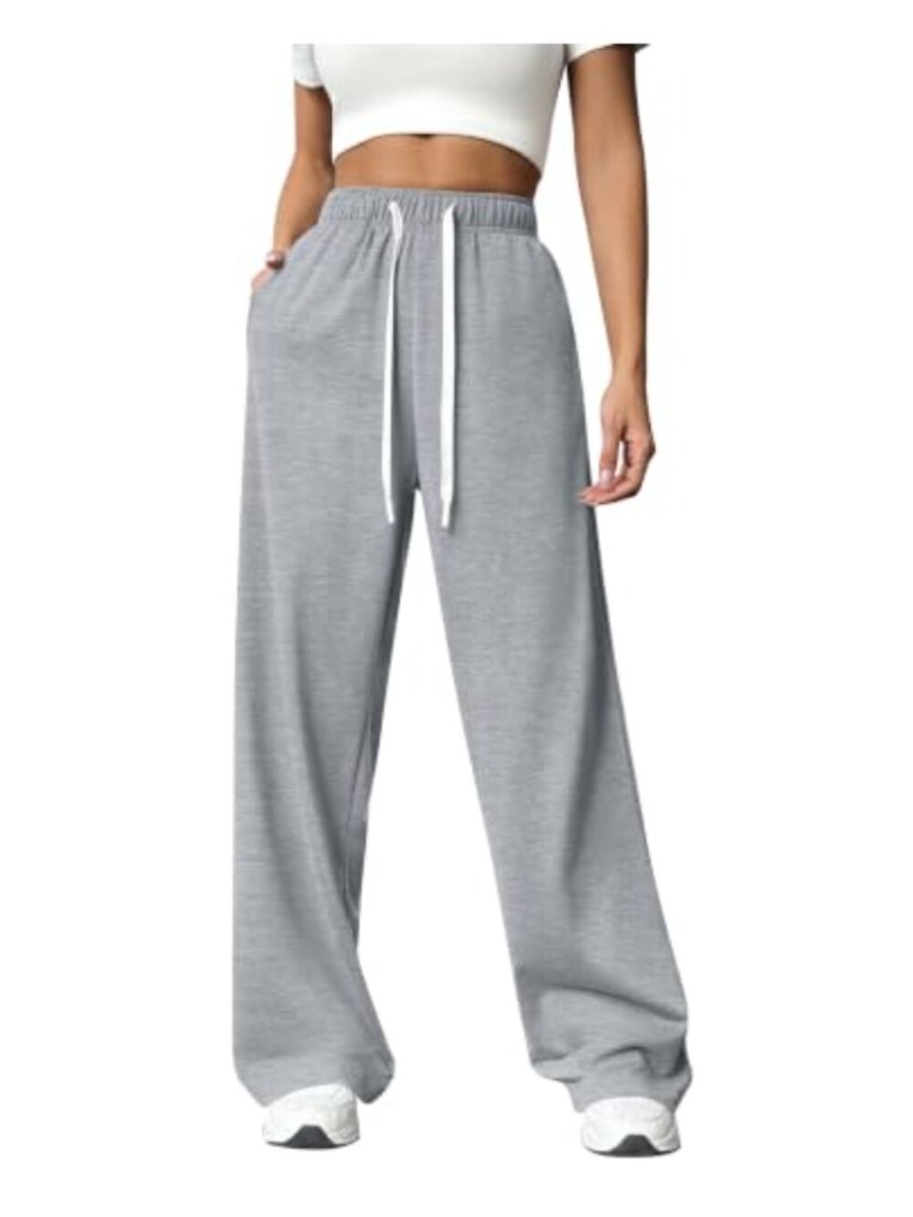 Wide Leg Sweatpants Women High Waisted Baggy Drawstring Pockets